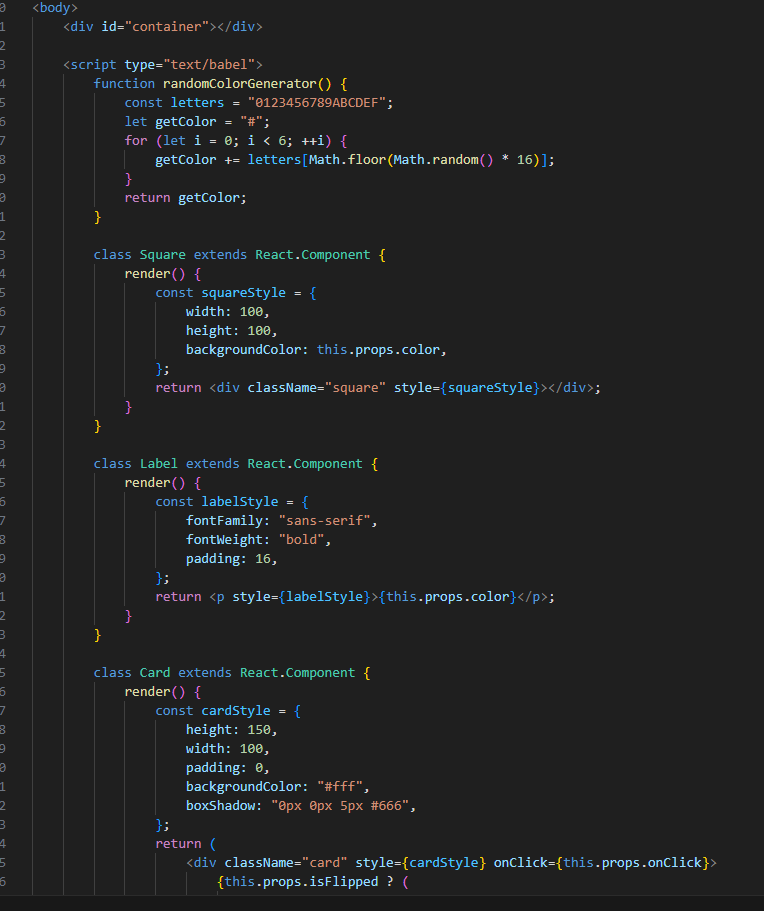 Part 1 of the code for the Memory Game Project