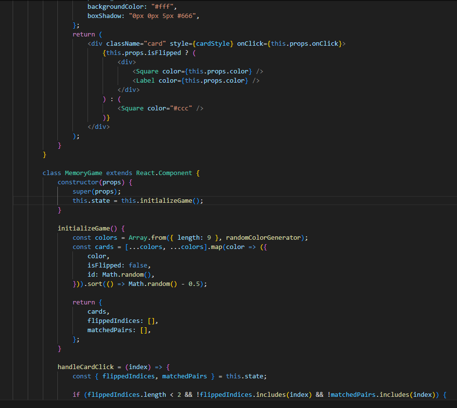 Part 2 of the code for the Memory Game Project