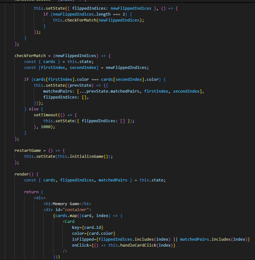 Part 3 of the code for the Memory Game Project