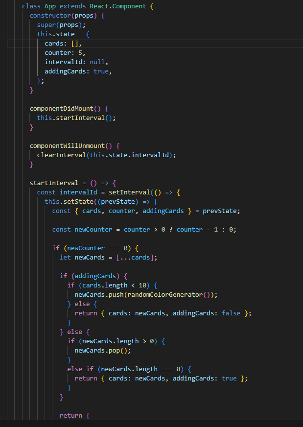 Part 2 of the code for the Random Color Cards Project