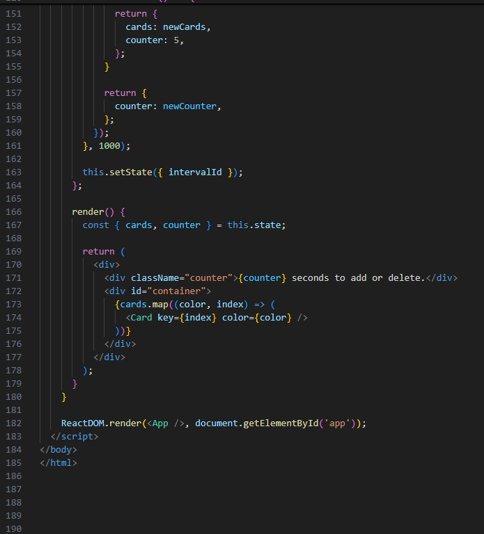 Part 3 of the code for the Random Color Cards Project