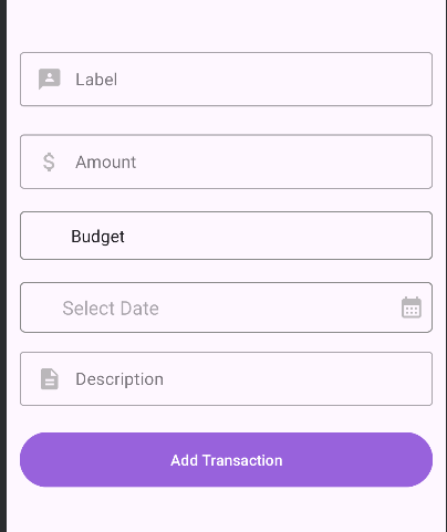 An Image of the finance add form user interface