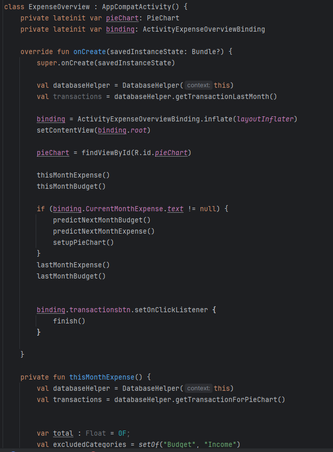 Picture of the epense overview code