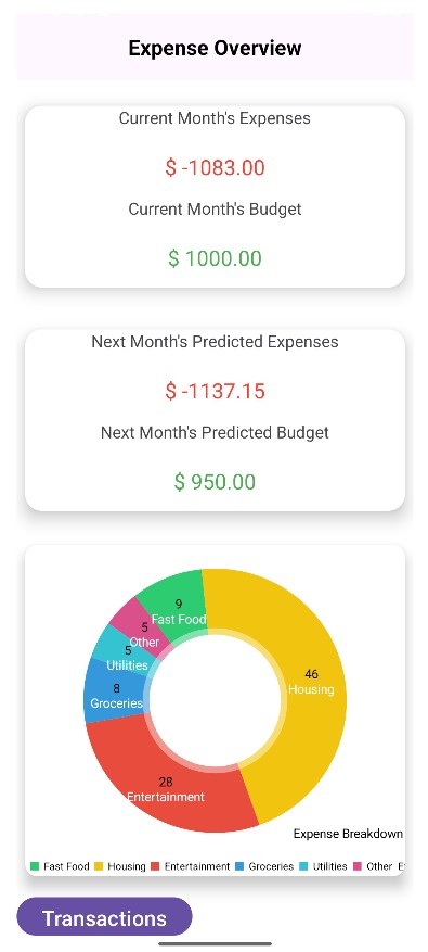 An Image of the Expense Overview UI