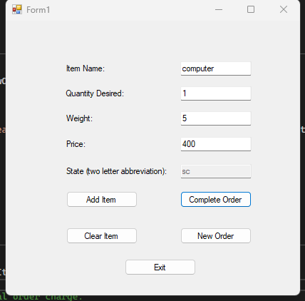 Mailing Order User Interface