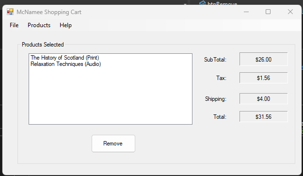 Shopping cart poreject user Interface