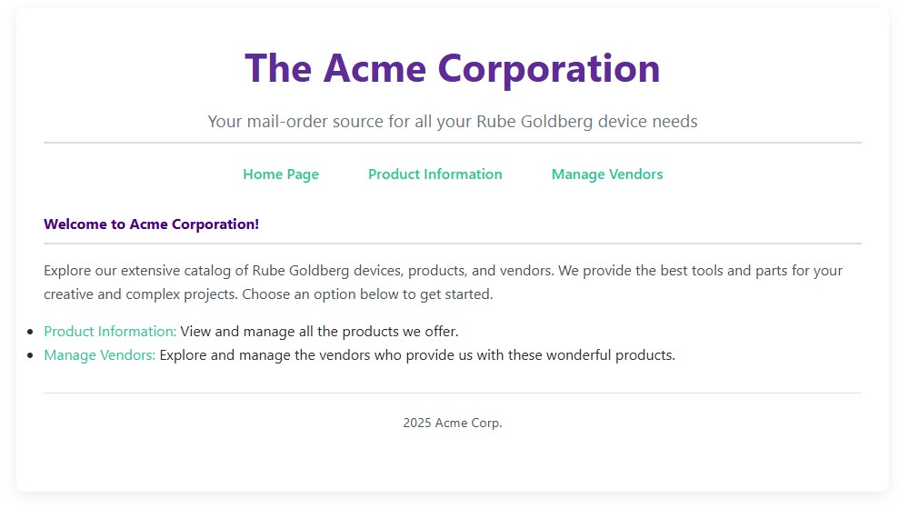 A link to the The Acme Corporation project
