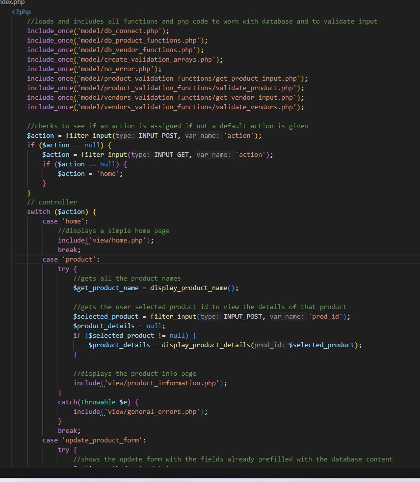 Code for the Acme corporation main.php