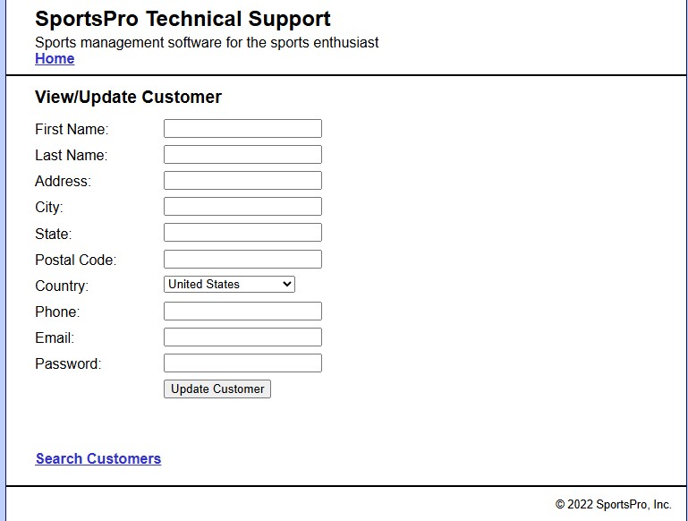 A link to the SportsPro Technical Support project